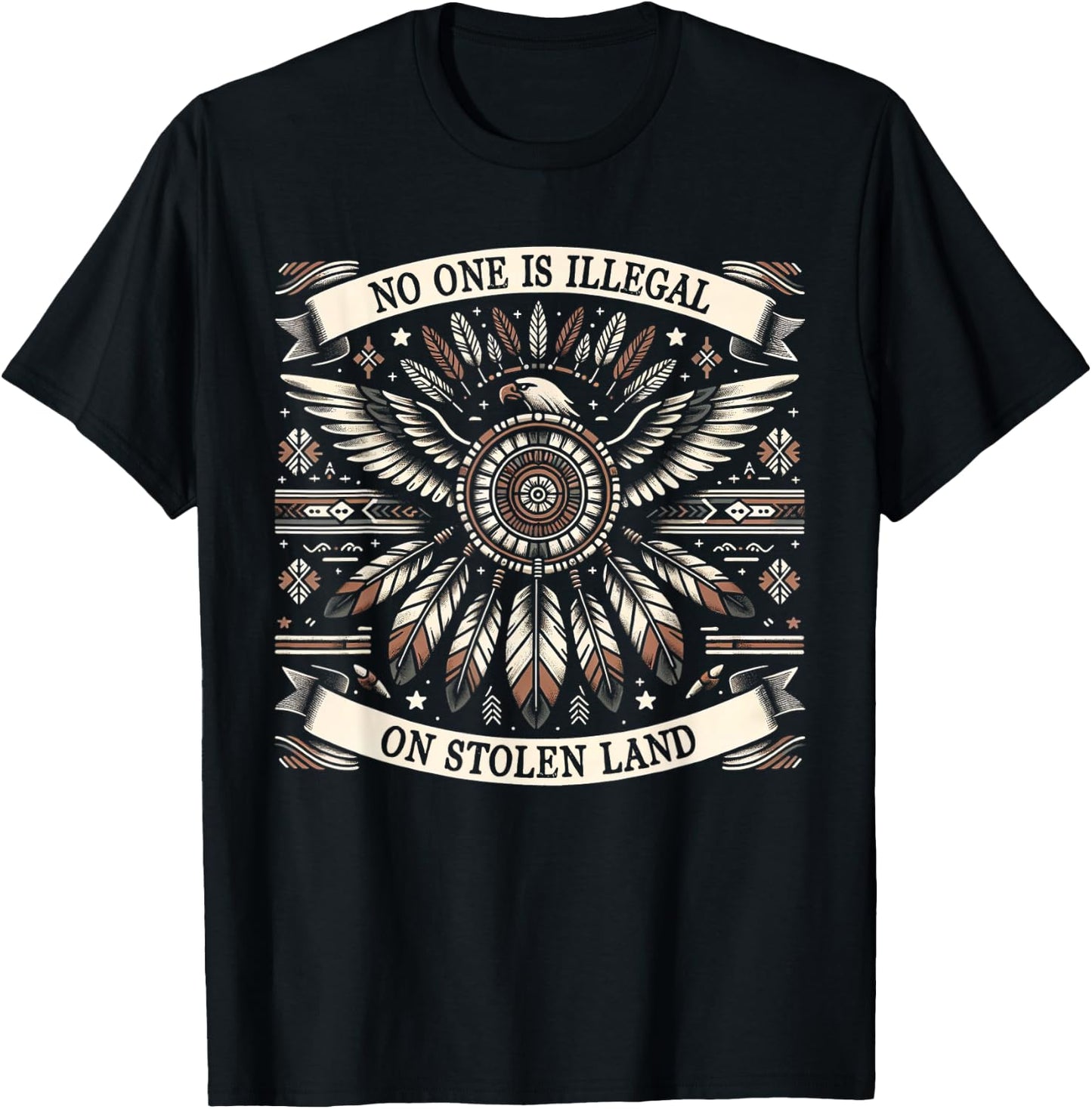 No One Is Illegal On Stolen Land Kids Native American T-Shirt - T-Shirt | Black