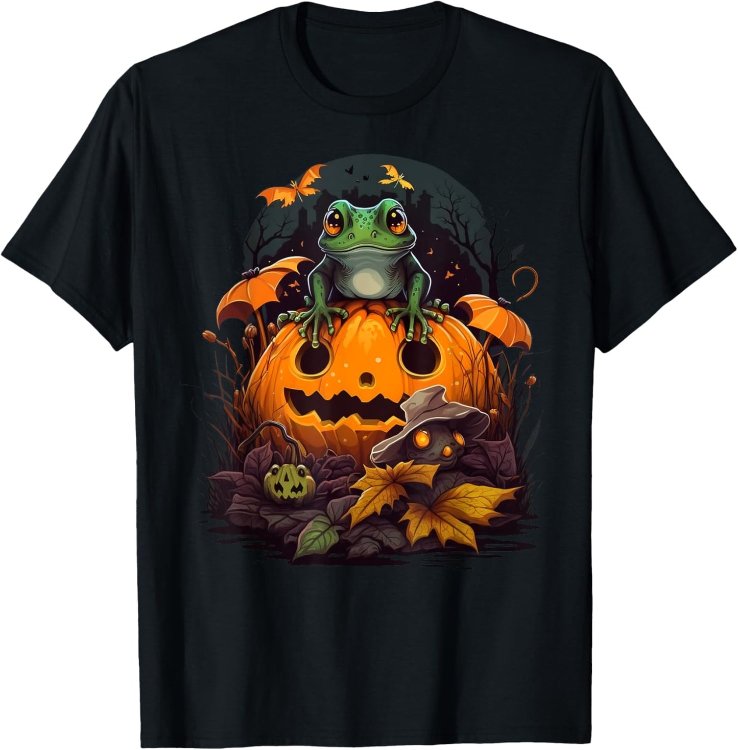 Pumpkin Frog costume on Frog Halloween T-Shirt - T-Shirt | Black