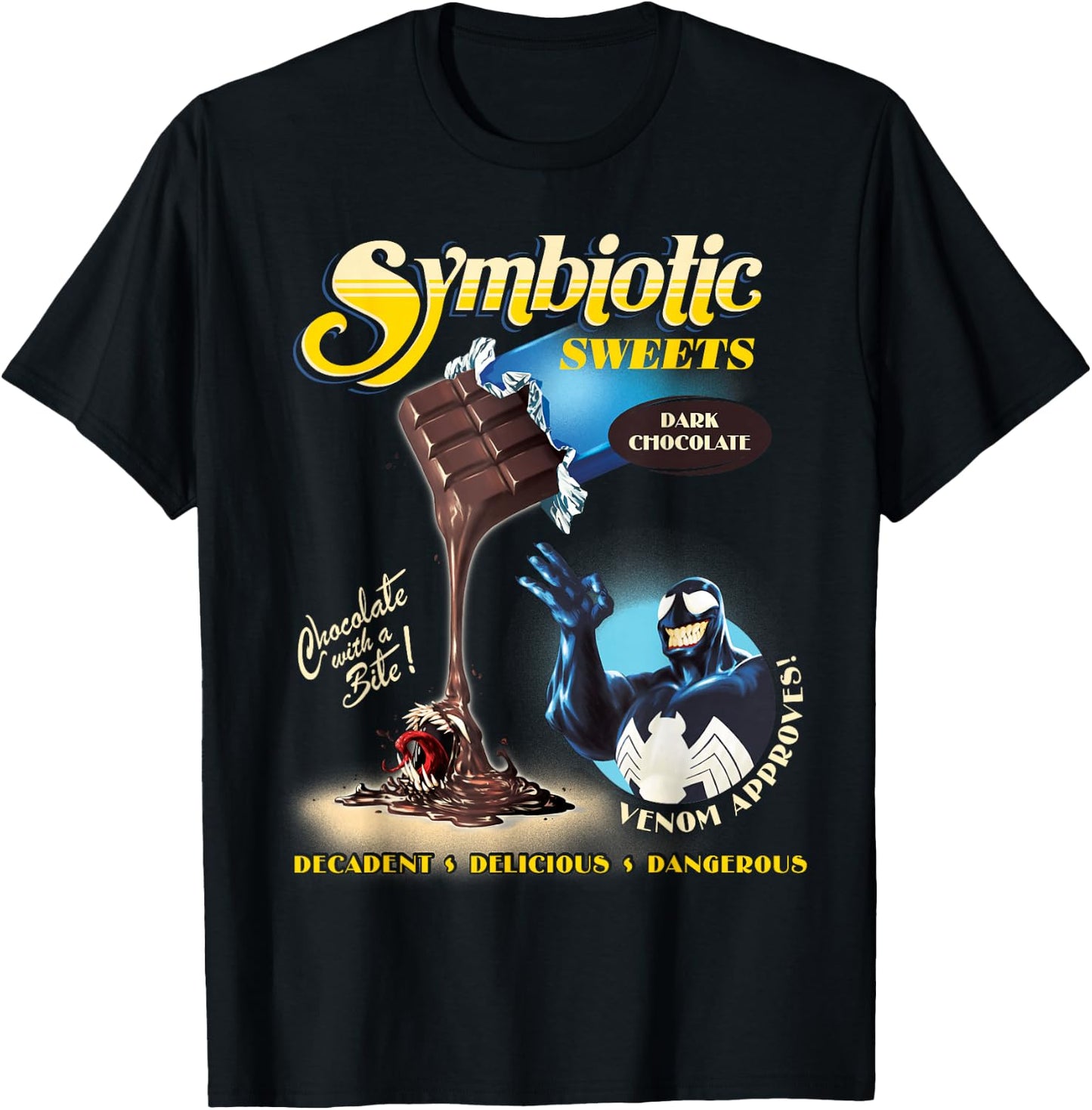 Marvel Venom Symbiotic Sweets Dark Chocolate with a Bite T-Shirt - T-Shirt | Black