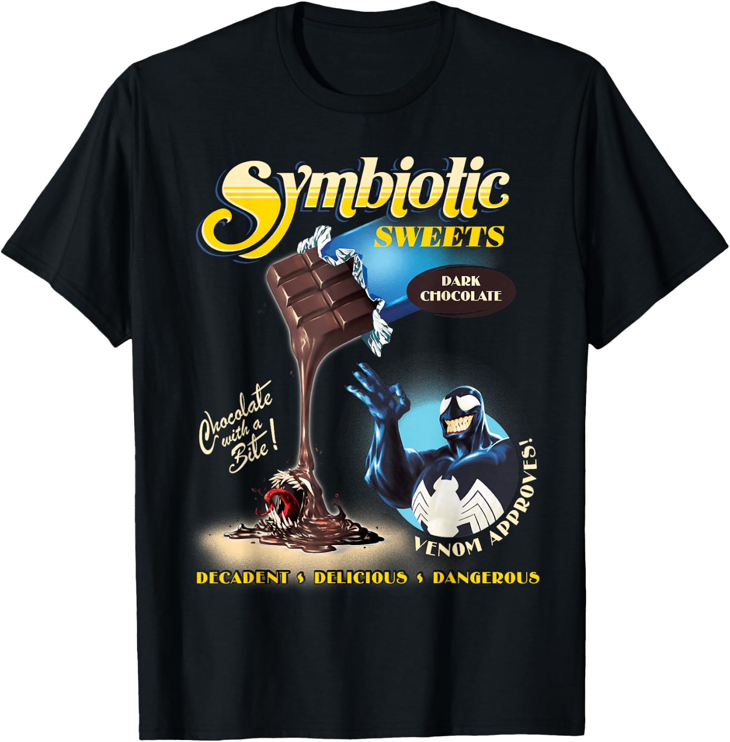 Marvel Venom Symbiotic Sweets Dark Chocolate with a Bite T-Shirt - T-Shirt | Black