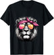 Lion Wearing A Pink Bandana Headband And Sunglasses T-Shirt - T-Shirt | Black