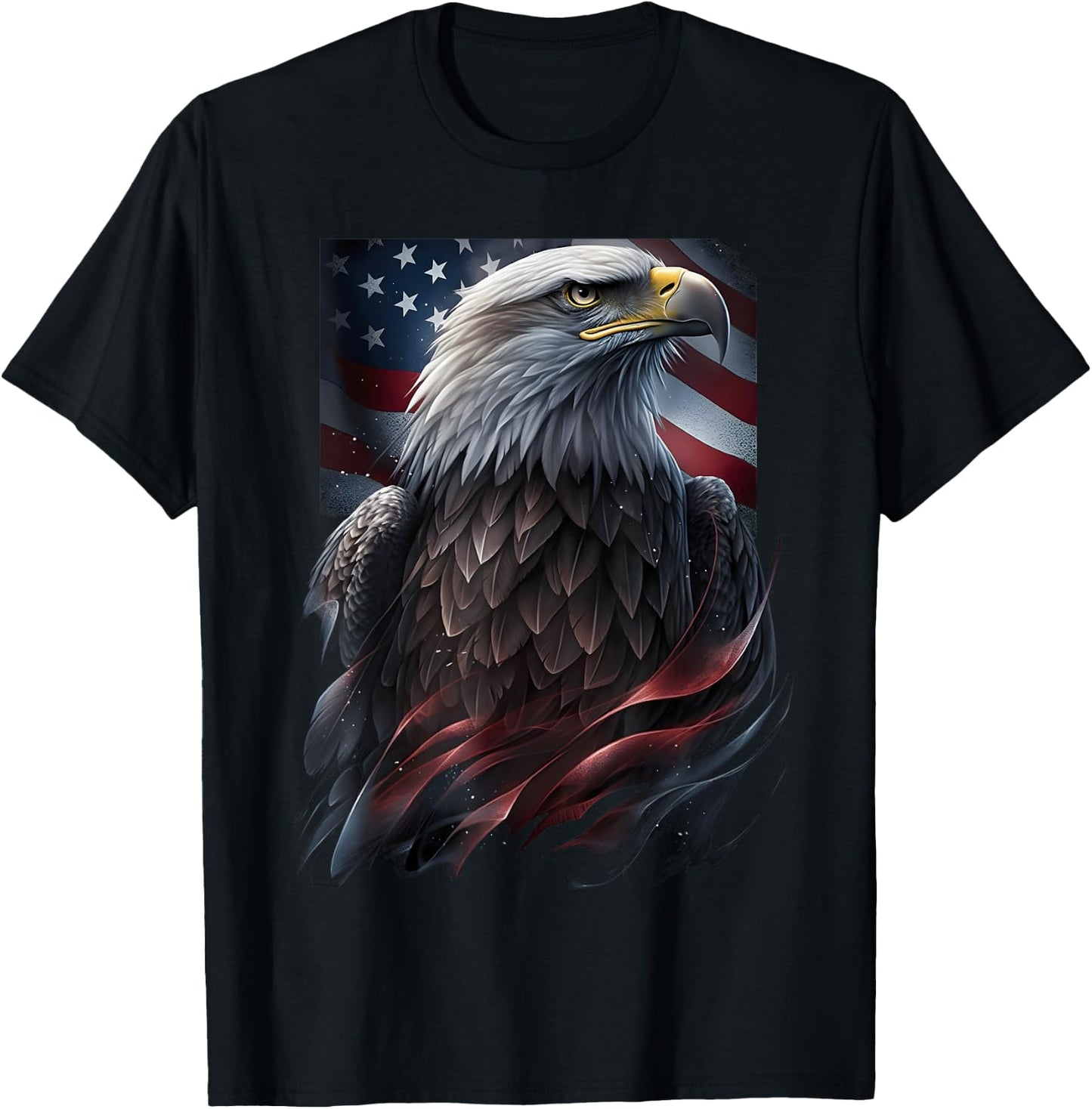 Eagle Bird 4th of July American Flag Veterans Memorial T-Shirt - T-Shirt | Black
