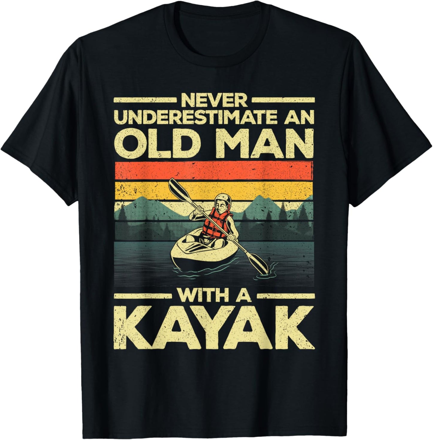 Funny Kayaking Design Grandpa Kayaker Kayak Lovers T-Shirt - T-Shirt | Black