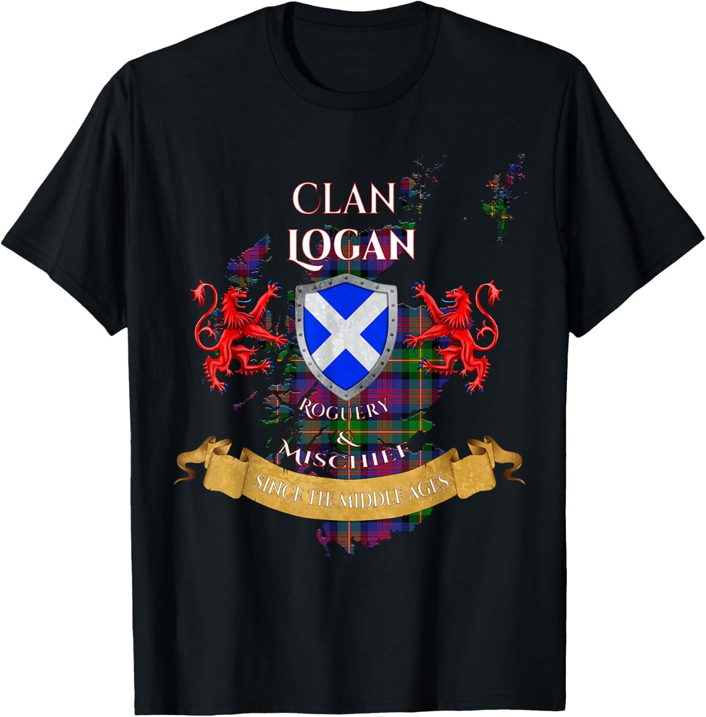 Logan Scottish Family Clan Middle Ages Mischief T-Shirt - T-Shirt | Black