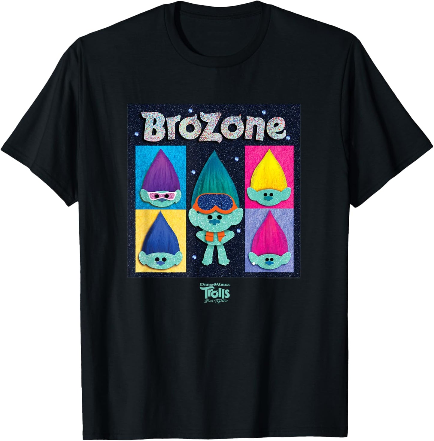 DreamWorks Trolls Band Together BroZone T-Shirt - T-Shirt | Black