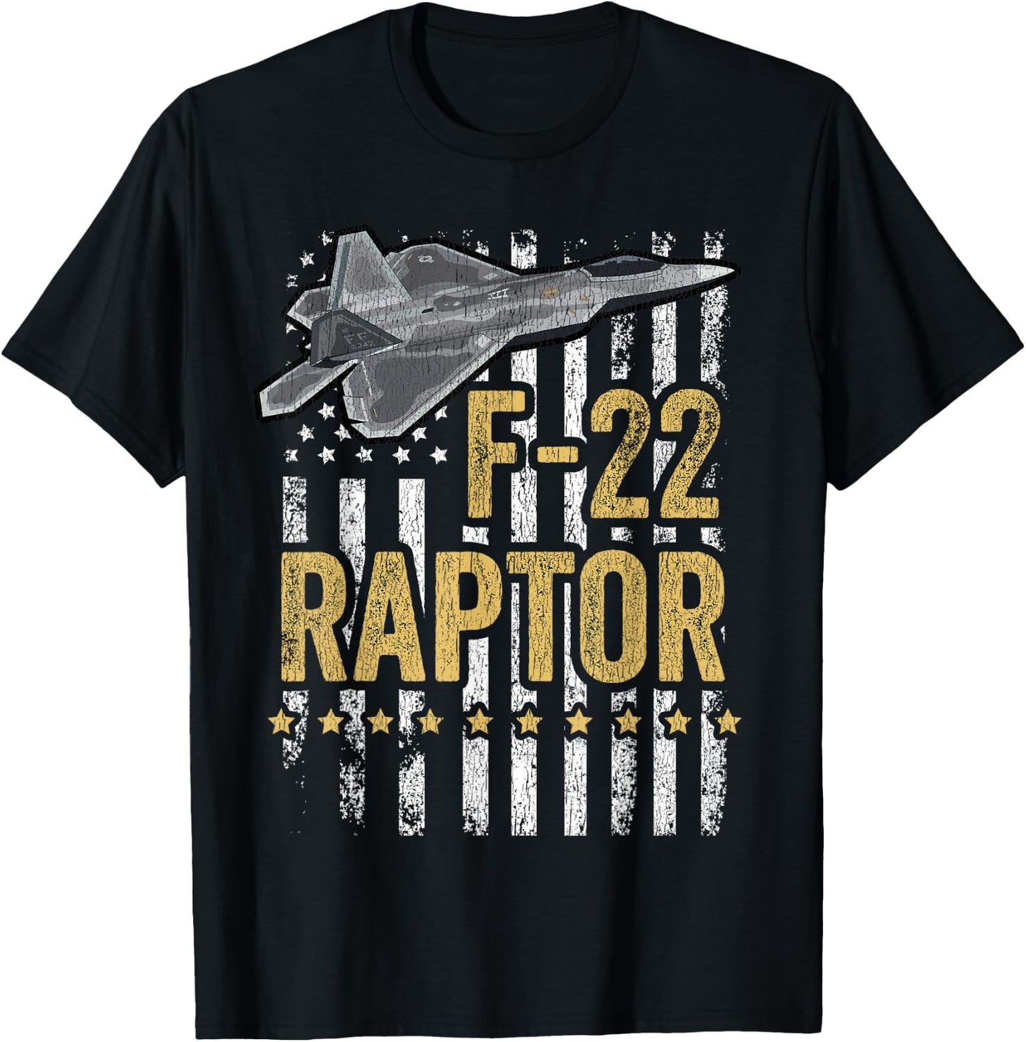 F-22 Raptor Fighter Jet USA Flag Military F-18 Plane Women Kids Men T-Shirt - T-Shirt | Black