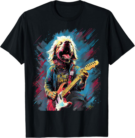 Rock Guitar Labrador Retriever Dog Guitarist Men Women Girls Kids T-Shirt - T-Shirt | Black