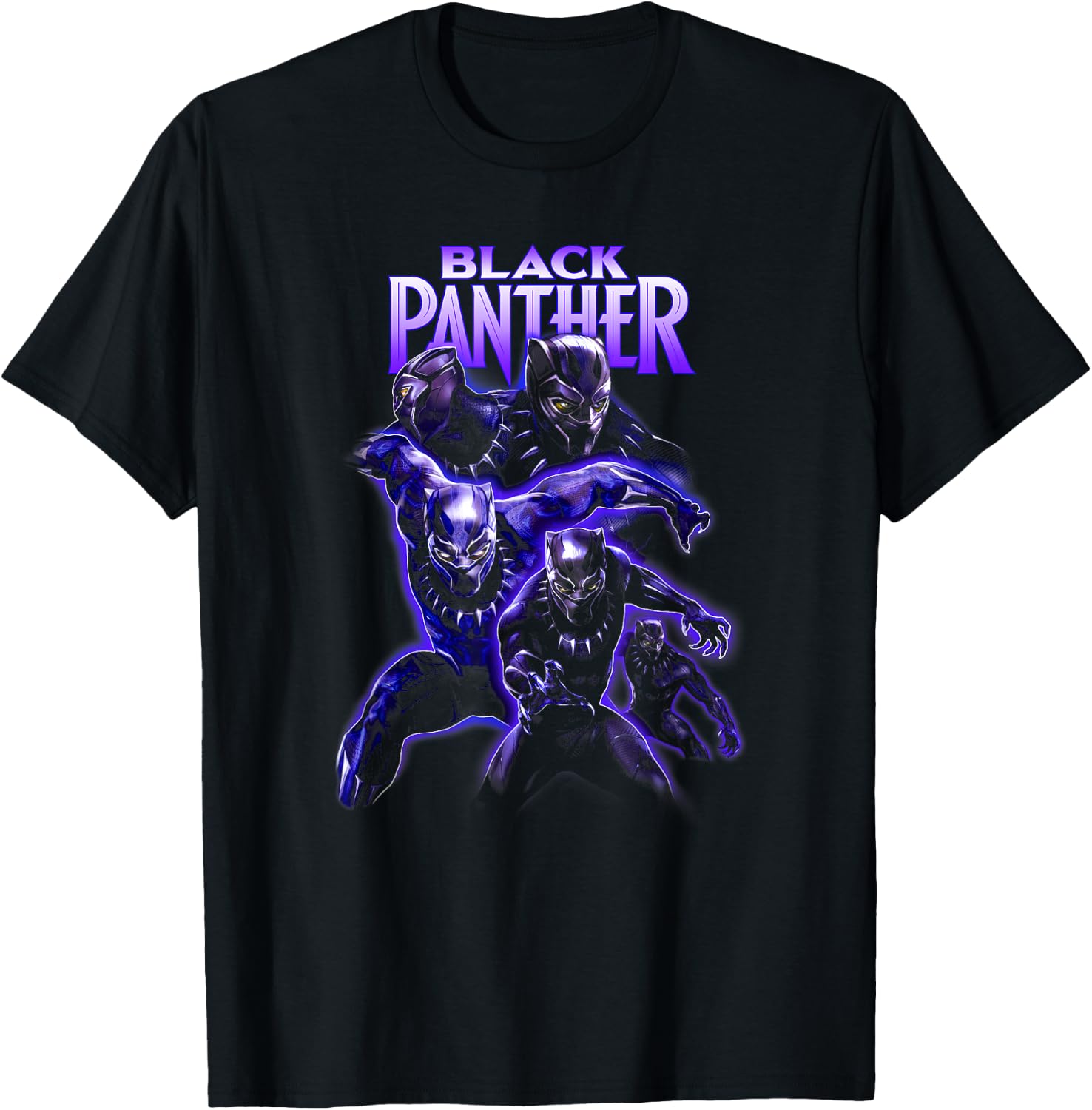 Marvel Black Panther: Wakanda Forever Purple Neon Panthers T-Shirt - T-Shirt | Black