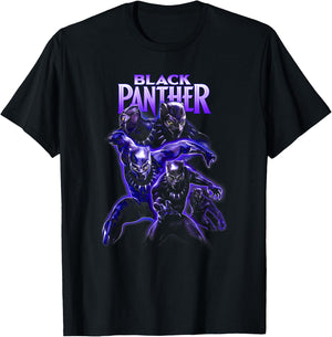 Marvel Black Panther: Wakanda Forever Purple Neon Panthers T-Shirt - T-Shirt | Black