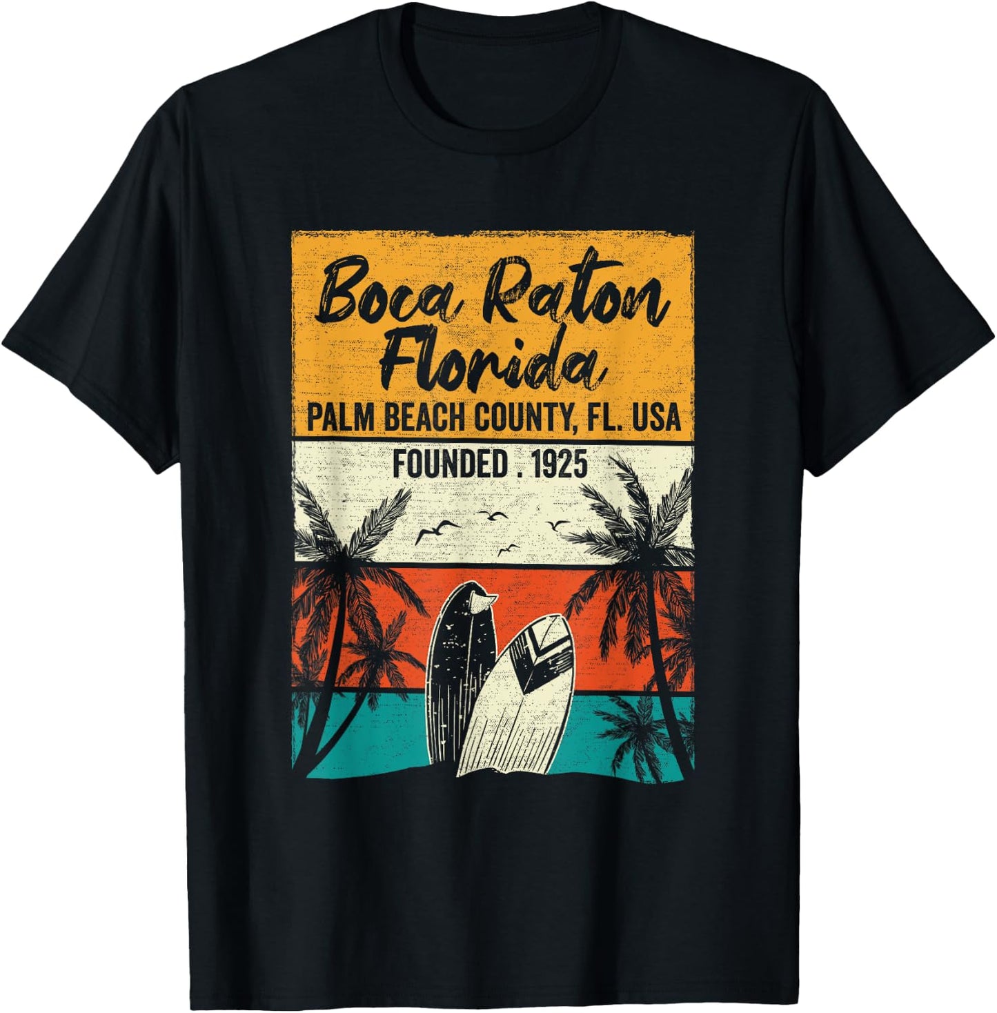 Retro Boca Raton FL Vintage Florida Men Women Kids T-Shirt - T-Shirt | Black
