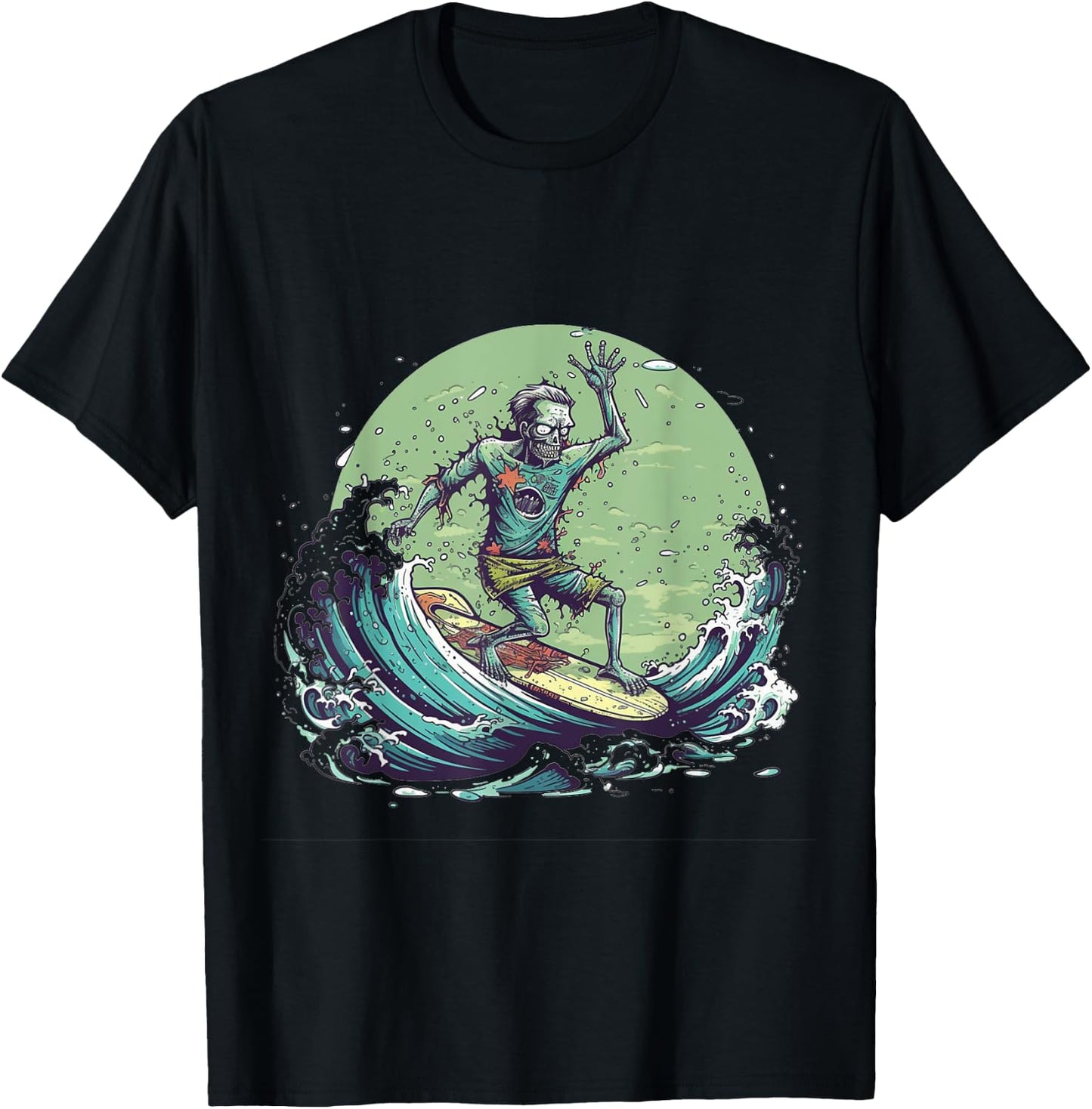Zombie Surfing Halloween Costume Surf Surfer Men Women T-Shirt - T-Shirt | Black