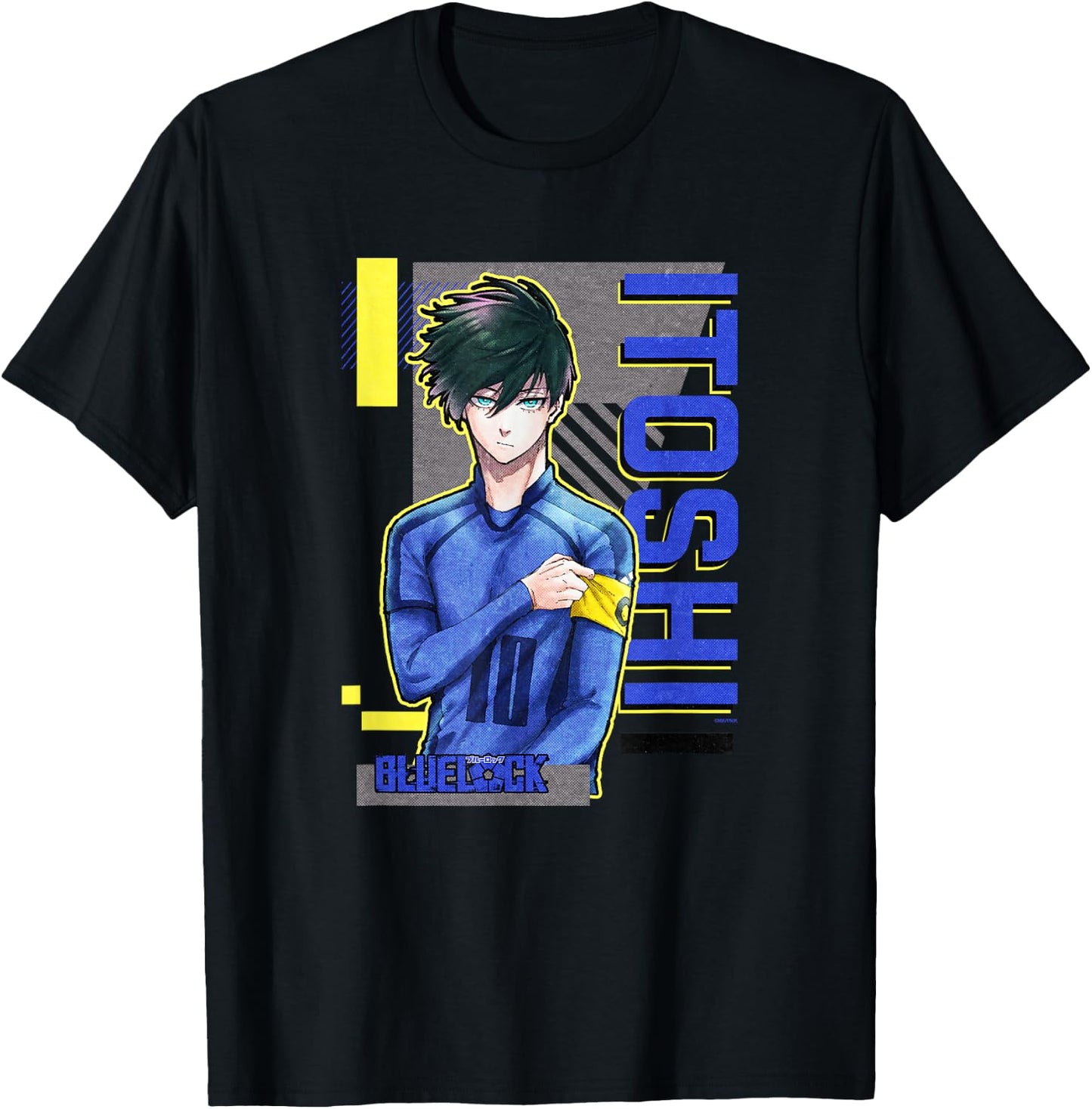 Blue Lock Rin Itoshi The Captain Big Chest Neon Portrait T-Shirt - T-Shirt | Black