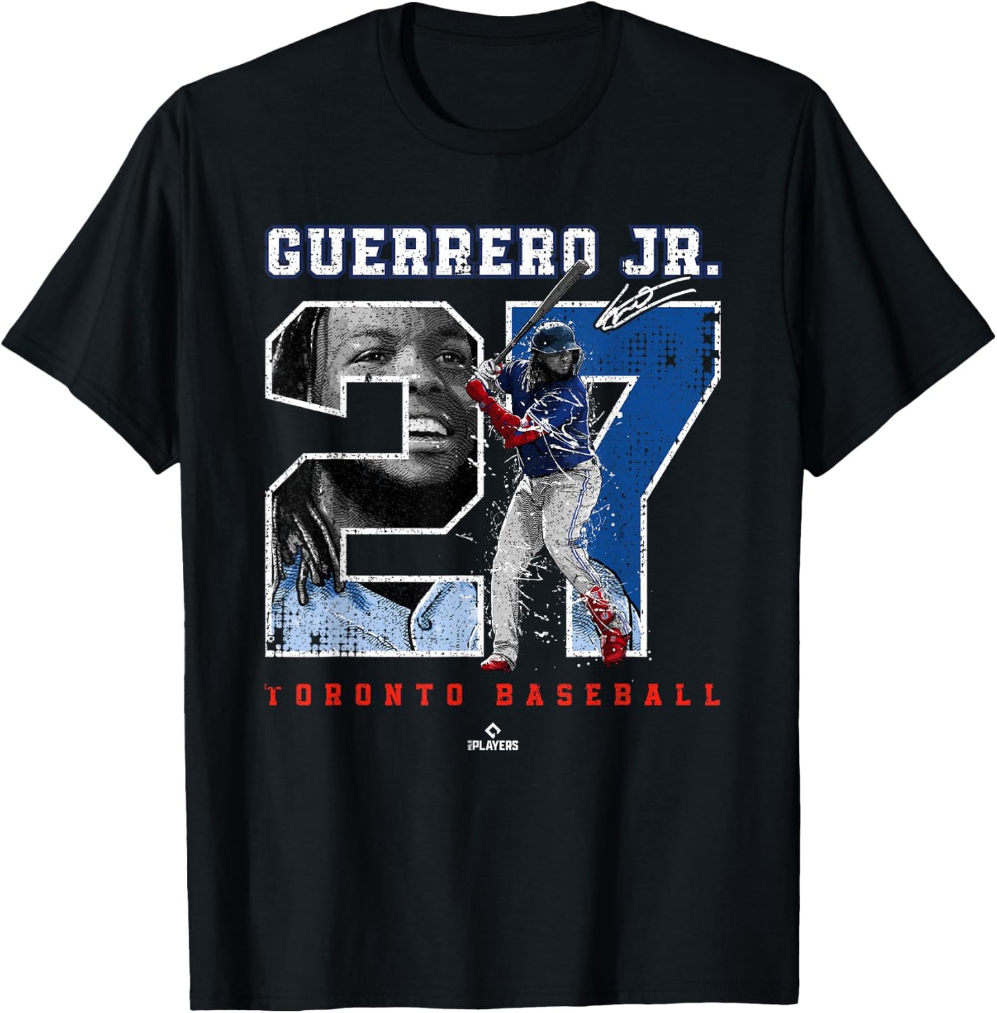 Number and Portrait Vladimir Guerrero Jr Toronto MLBPA T-Shirt - T-Shirt | Black