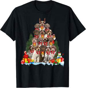Christmas Pajama Lagotto Romagnolo Xmas Tree Gifts Dog Lover Women Kids T-Shirt - T-Shirt | Black