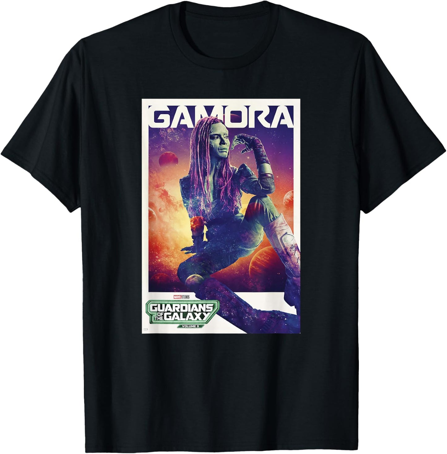 Marvel Guardians of the Galaxy Vol. 3 Gamora Solo Poster T-Shirt - T-Shirt | Black