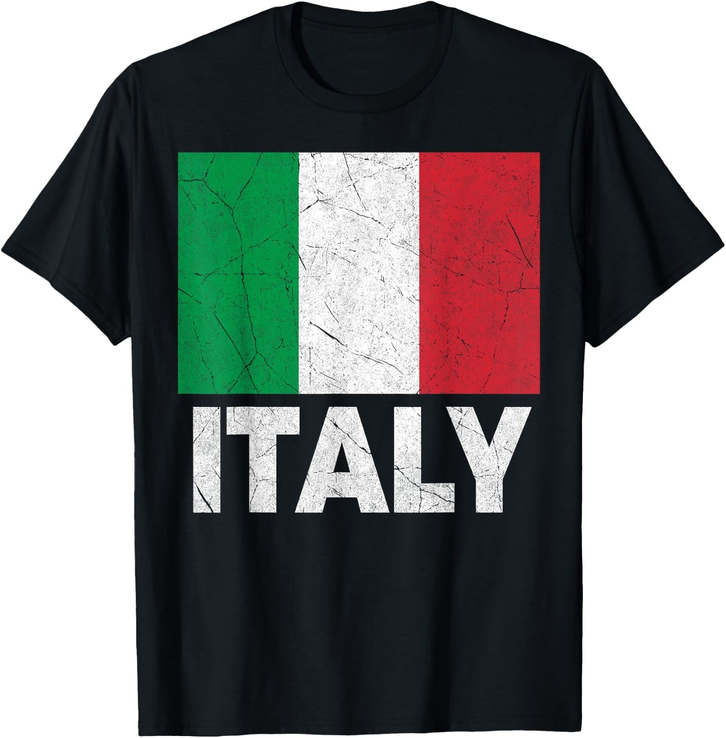 Vintage Italy Flag Italia Pride Italian Family Italiano T-Shirt - T-Shirt | Black