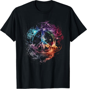 Peace sign of freedom hippie flower child space science T-Shirt - T-Shirt | Black