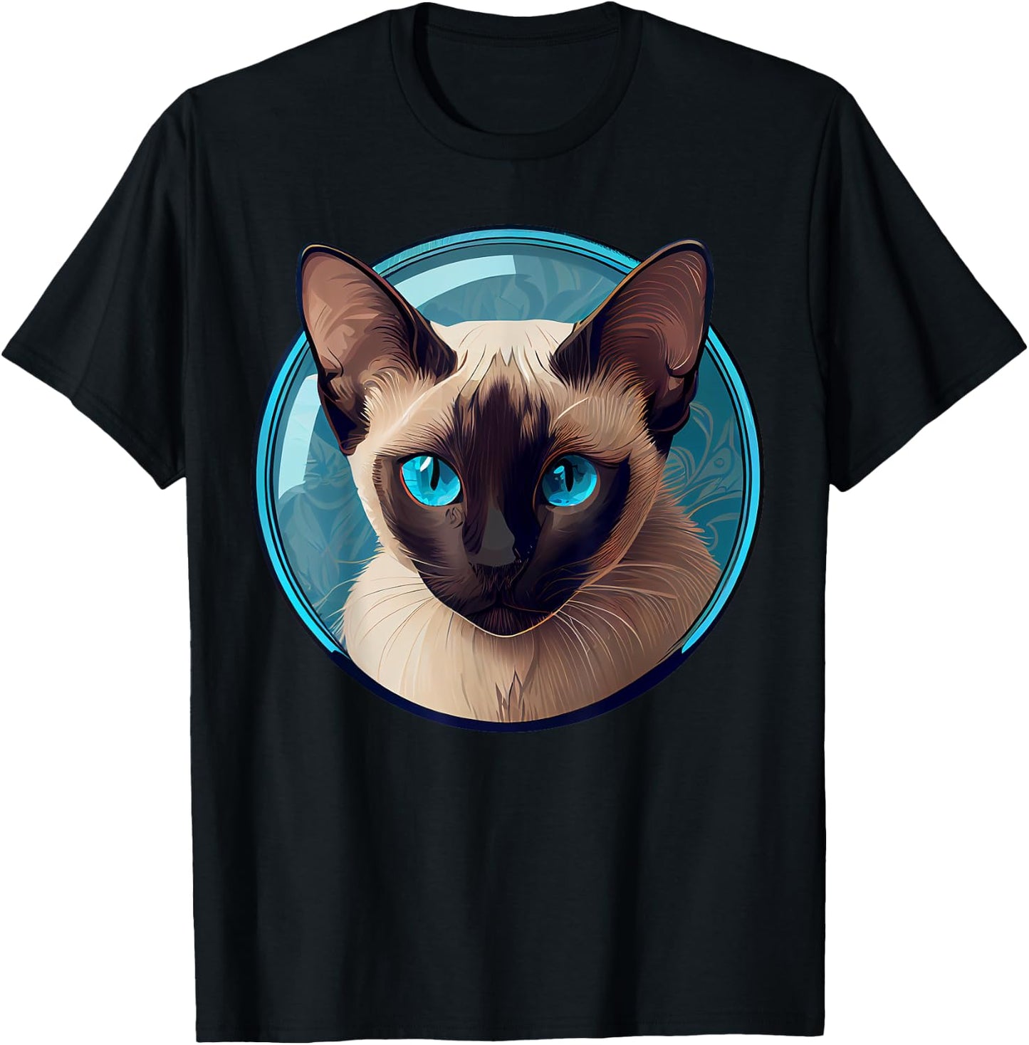 Siamese Cat | Blue-Eyed Siamese Sealing Point Men Women T-Shirt - T-Shirt | Black