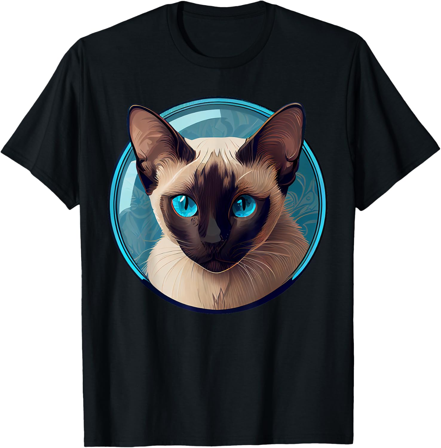 Siamese Cat | Blue-Eyed Siamese Sealing Point Men Women T-Shirt - T-Shirt | Black