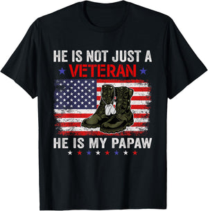 He Is Not Just A Veteran My Papaw Veterans Day Patriotic T-Shirt - T-Shirt | Black