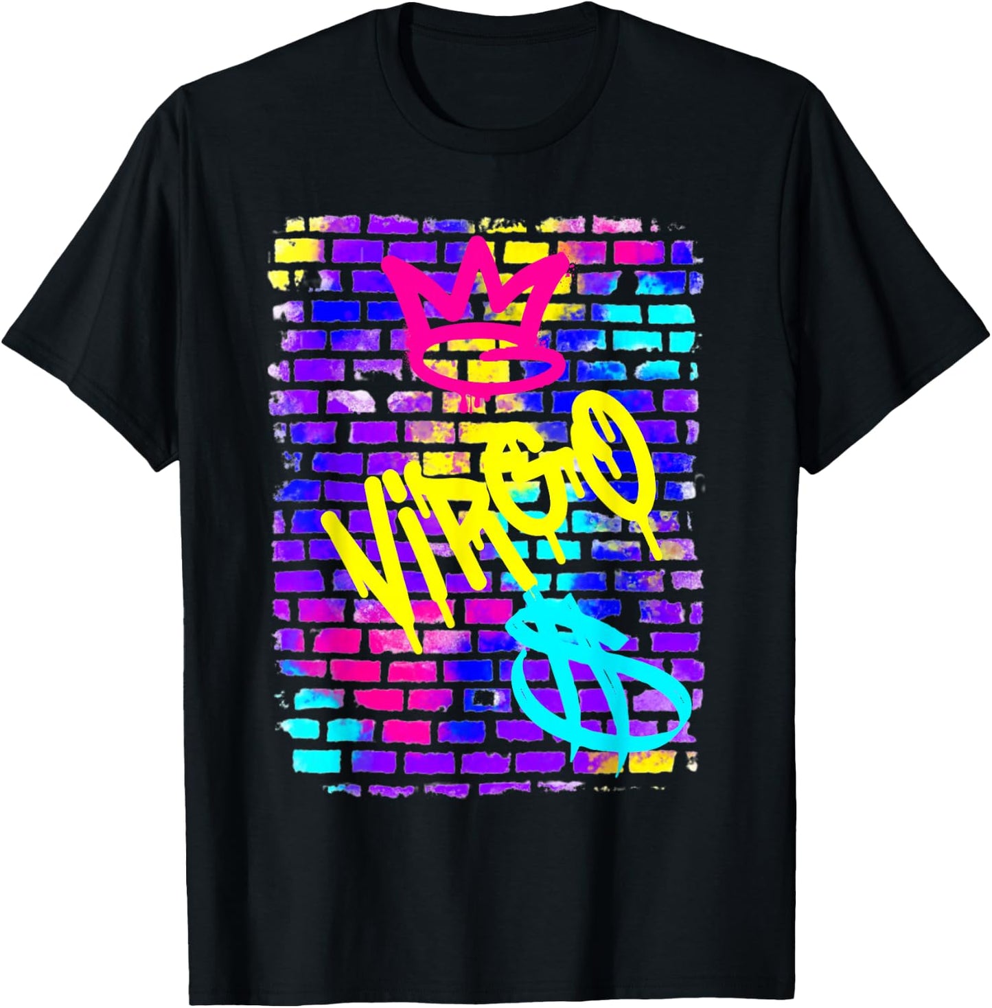 Virgo Birthday Zodiac Retro 90s Graffiti Sign Trendy Rad T-Shirt - T-Shirt | Black