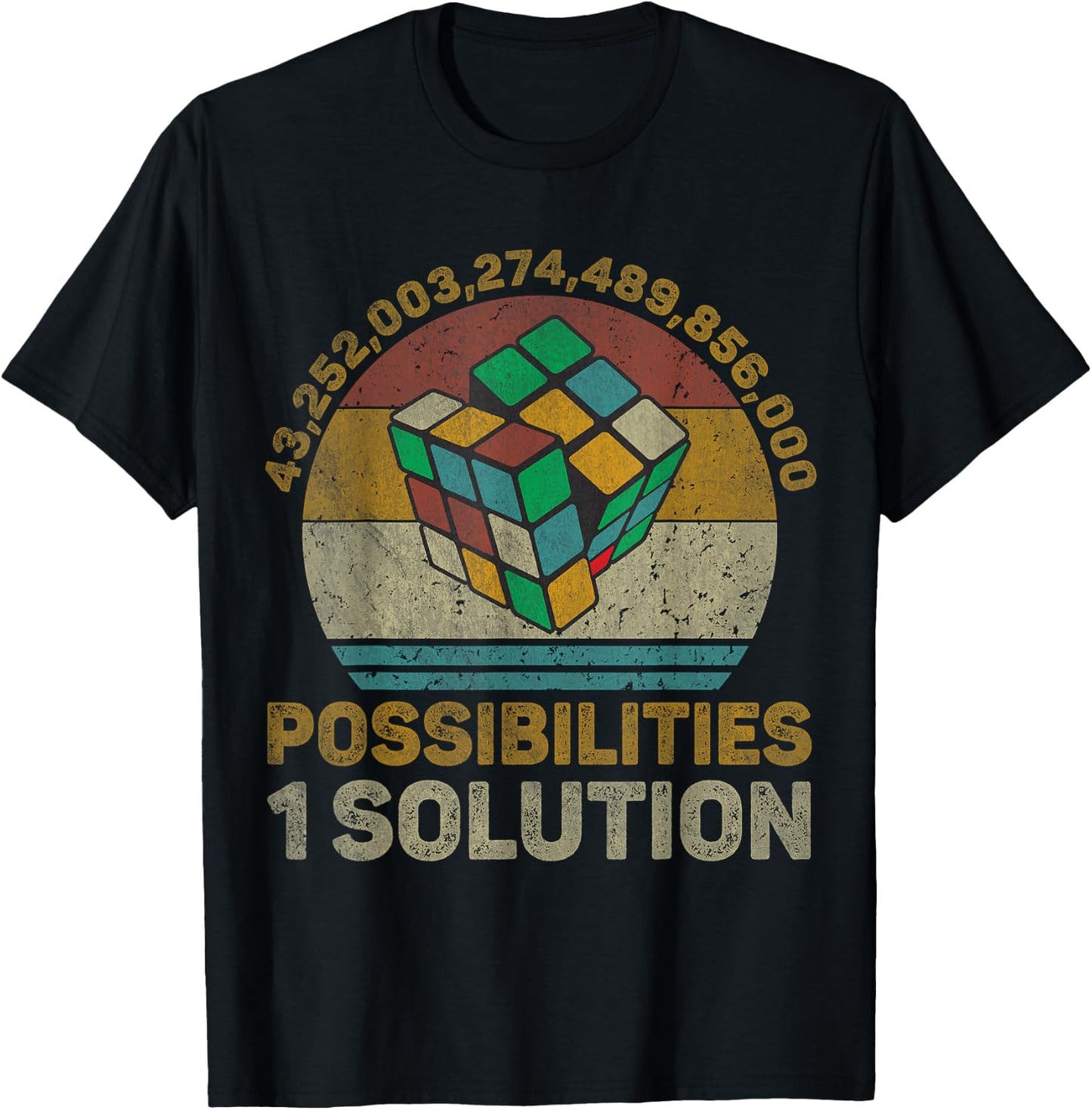 One Solution Vintage Math Speedcubing Lovers T-Shirt - T-Shirt | Black