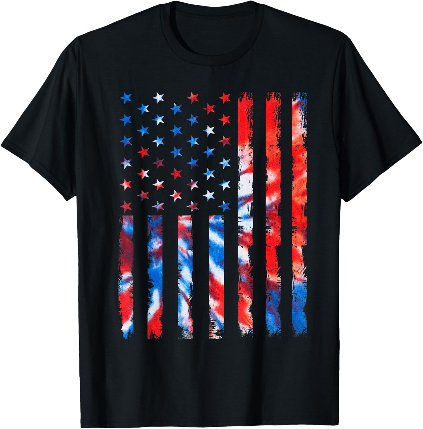 Vintage Red White and Blue Tie Dye American Flag T-Shirt - T-Shirt | Black
