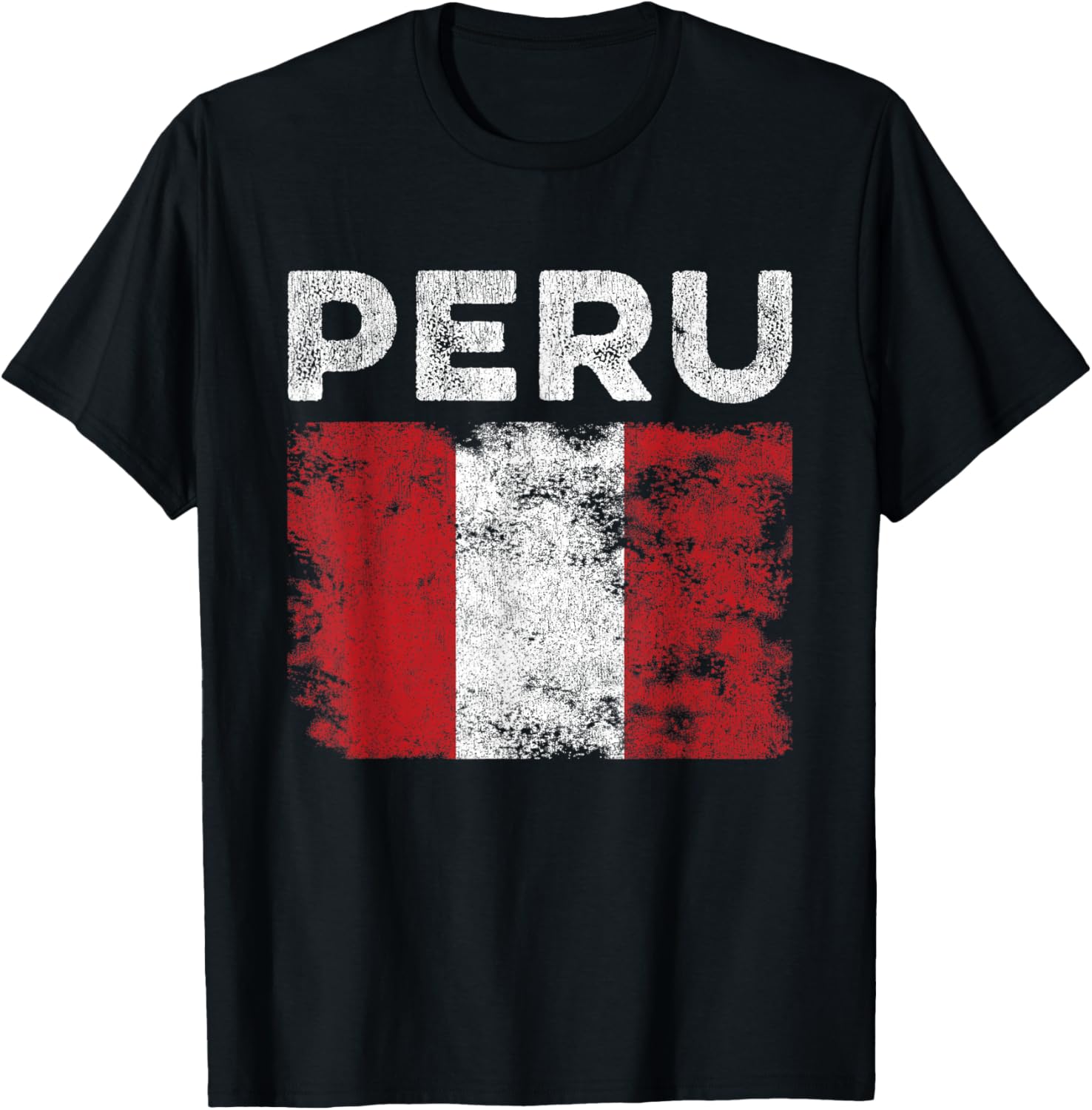 Peru Flag Distressed - Men Women Kids - Peruvian Flag T-Shirt - T-Shirt | Black