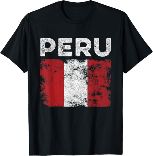 Peru Flag Distressed - Men Women Kids - Peruvian Flag T-Shirt - T-Shirt | Black