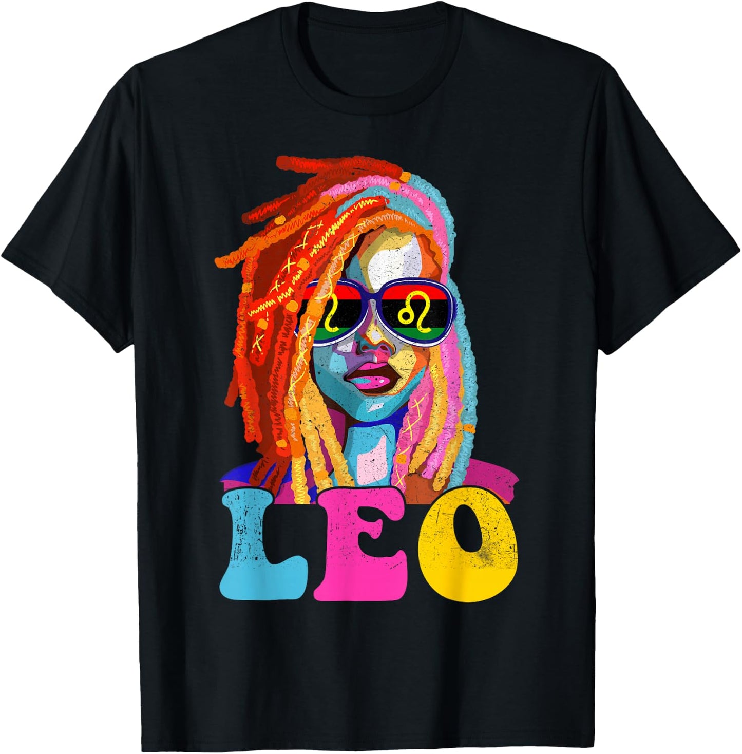 Leo Queen African American Loc'd Women Zodiac Sign T-Shirt - T-Shirt | Black
