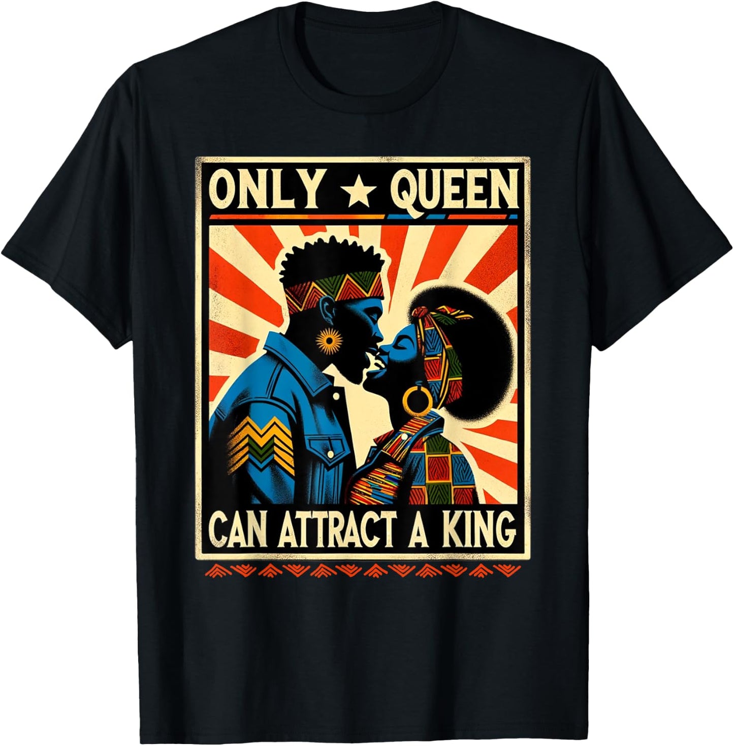 King & Queen Black Love African American Couples Marriage T-Shirt - T-Shirt | Black