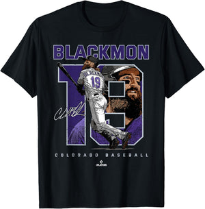 Number and Portrait Charlie Blackmon Colorado MLBPA T-Shirt - T-Shirt | Black