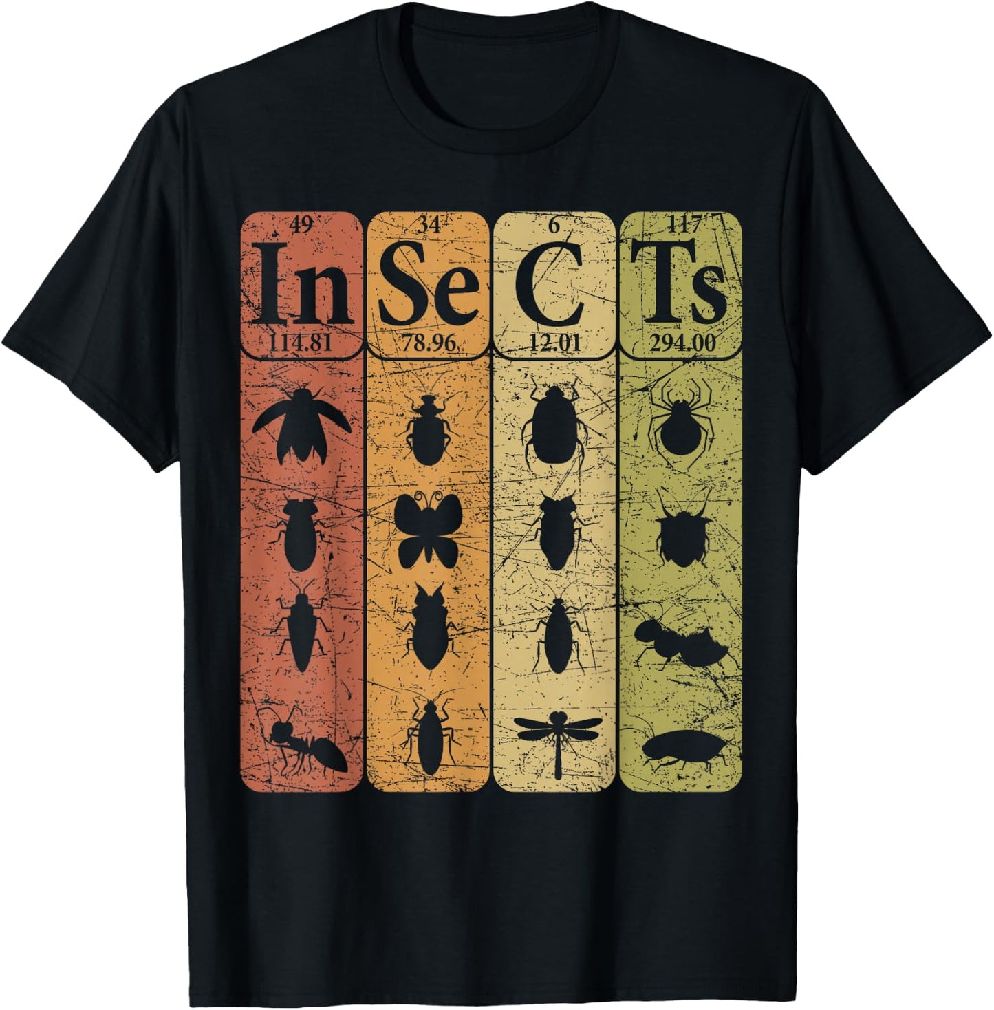 Insects Periodic Table Elements Entomologist Retro Bugs T-Shirt - T-Shirt | Black