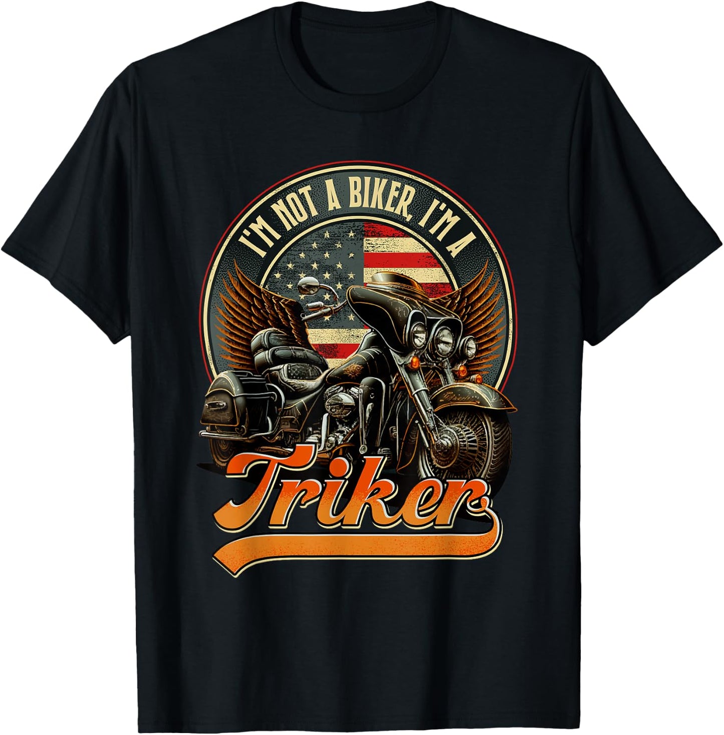 I'm Not A Biker I'm A Triker USA Flag Patriotic Trike Men T-Shirt - T-Shirt | Black