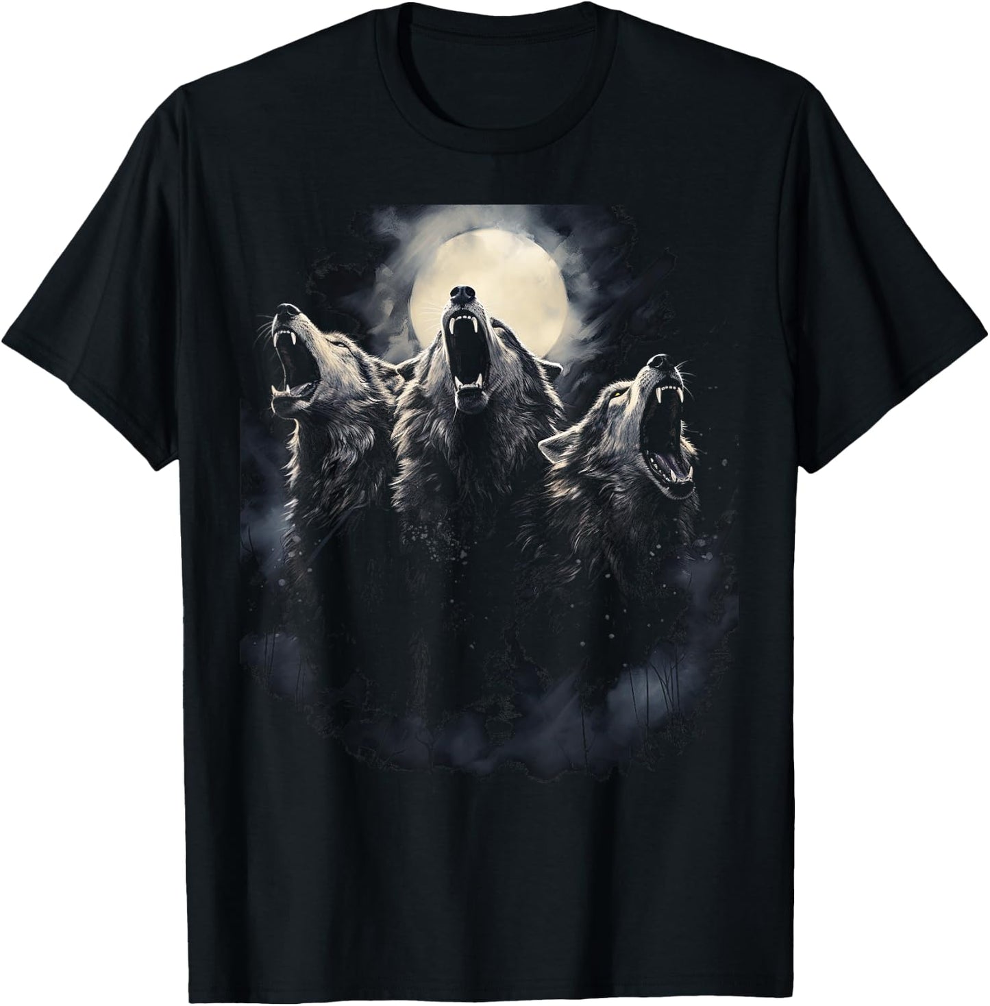 Wolves Howl to the Moon Wolf Wild Animals T-Shirt - T-Shirt | Black