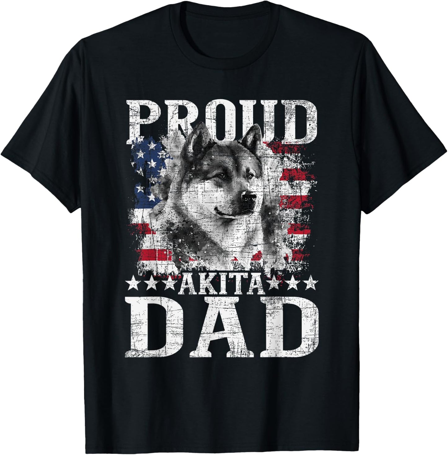 Proud Akita Dad - Patriotic Father's Day Canine Dog Lover Kids Men T-Shirt - T-Shirt | Black
