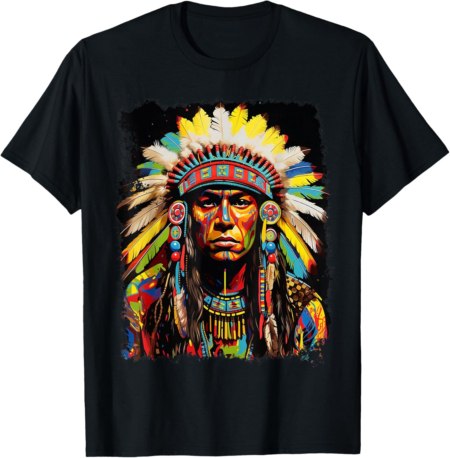 Wolf Native American Design T-Shirt - T-Shirt | Black