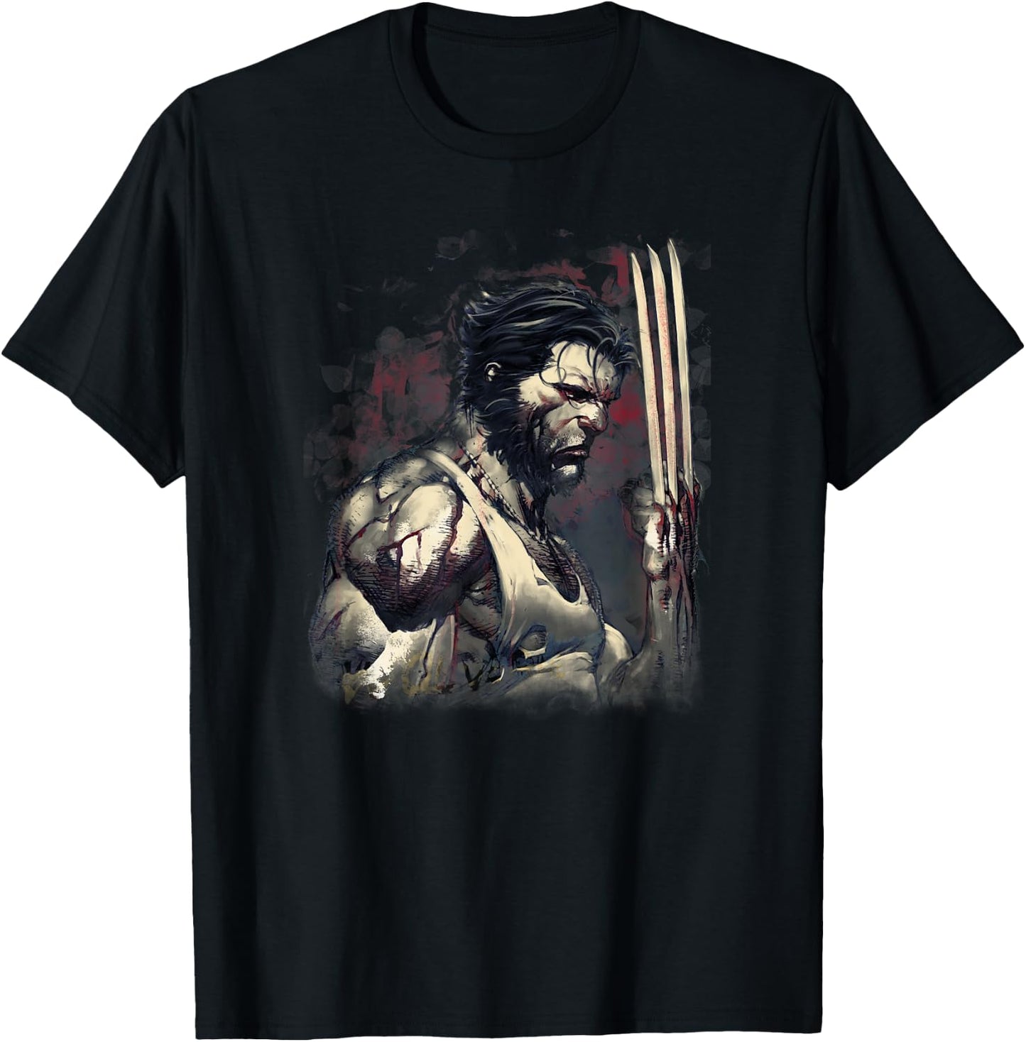 Marvel Wolverine Classic Blood & Steel Logan Profile T-Shirt - T-Shirt | Black