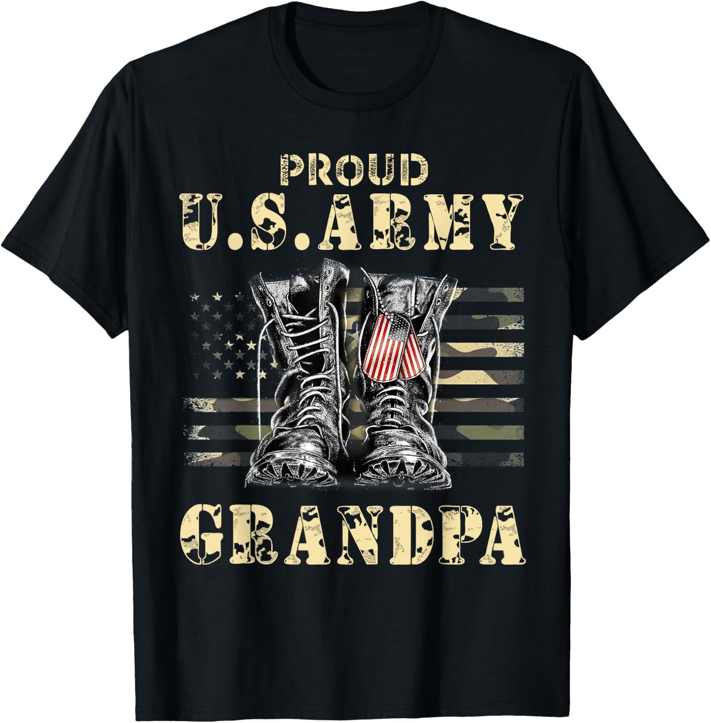 U.S. Patriot U.S. Flag Proud U.S. Army Grandpa T-Shirt - T-Shirt | Black