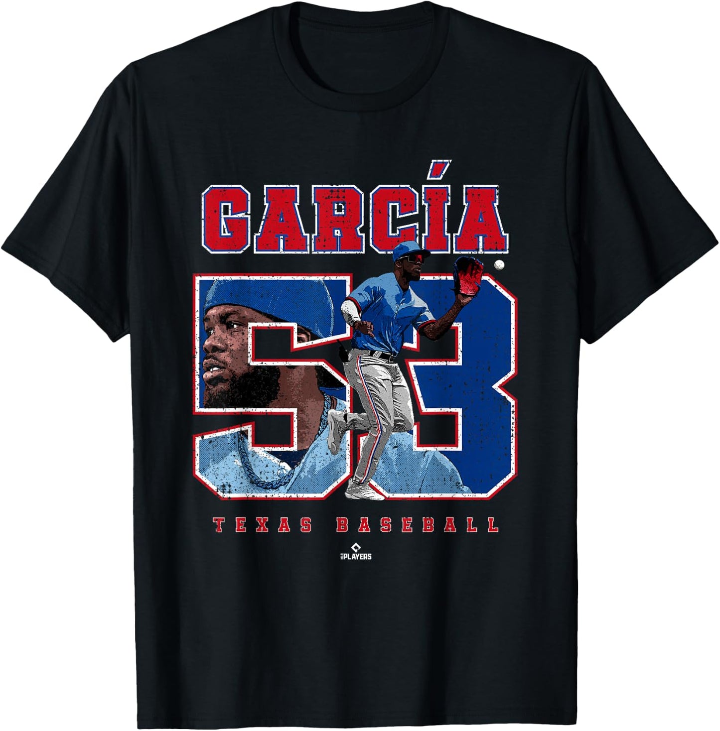 Number and Portrait Adolis Garcia Texas MLBPA T-Shirt - T-Shirt | Black