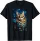 Maine Coon cat painting kitten Van Gogh art Starry Night sky Men Women Kids T-Shirt - T-Shirt | Black