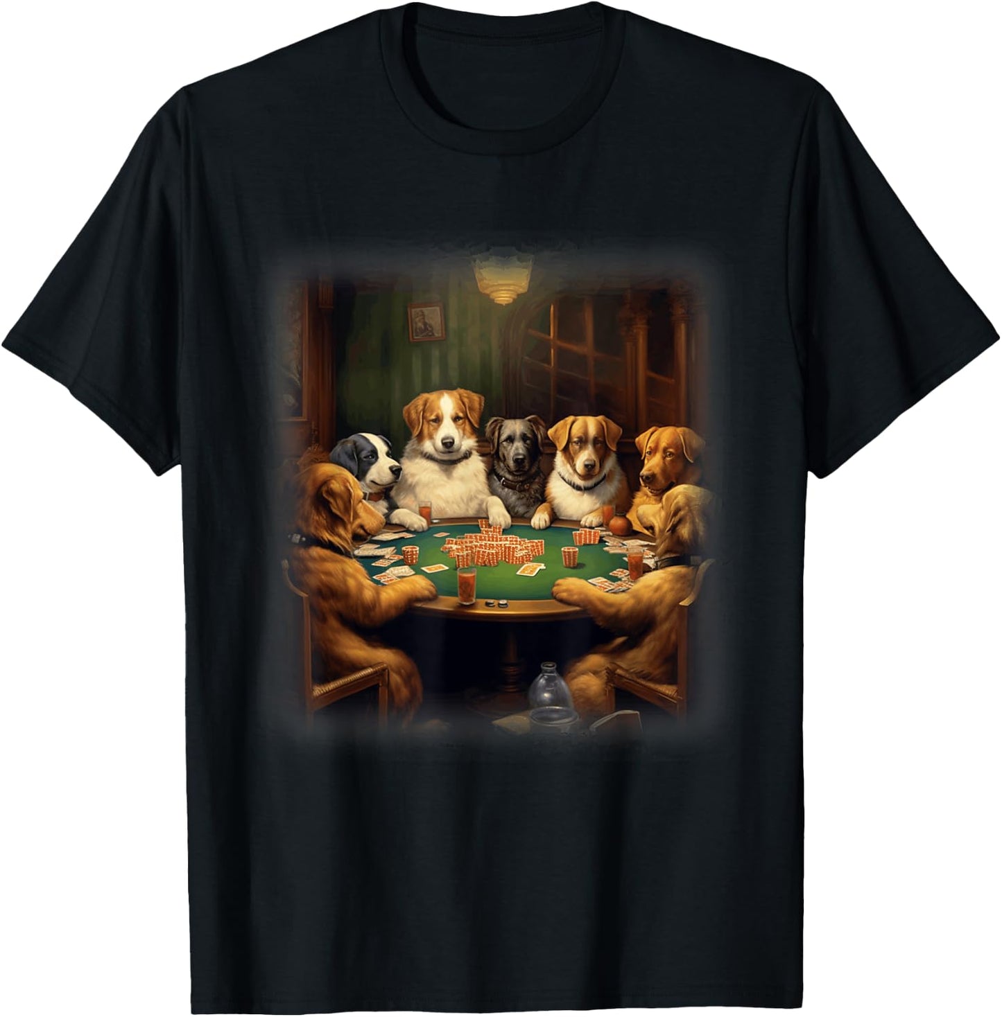 Dogs Playing Poker | A Friend in Need | Funny Dog Lover Art Men Women T-Shirt - T-Shirt | Black