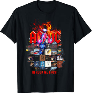Official AC/DC In Rock We Trust Album Covers Rock Band Music T-Shirt - T-Shirt | Black