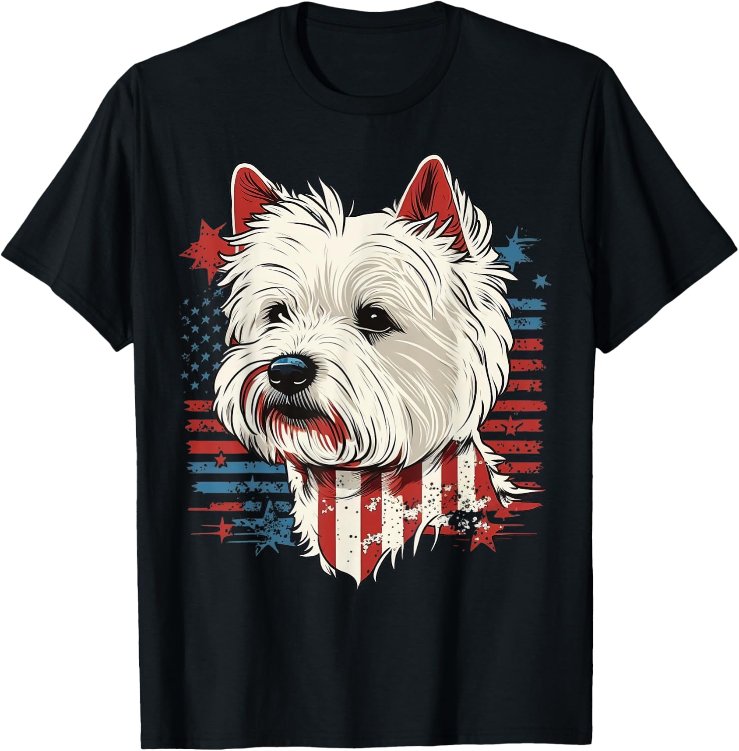 USA Westie Patriotic American West Highland White Terrier Kids Men T-Shirt - T-Shirt | Black