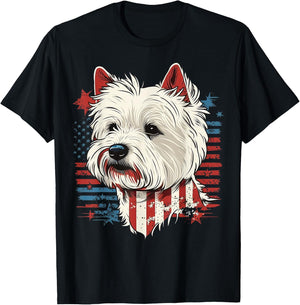 USA Westie Patriotic American West Highland White Terrier Kids Men T-Shirt - T-Shirt | Black