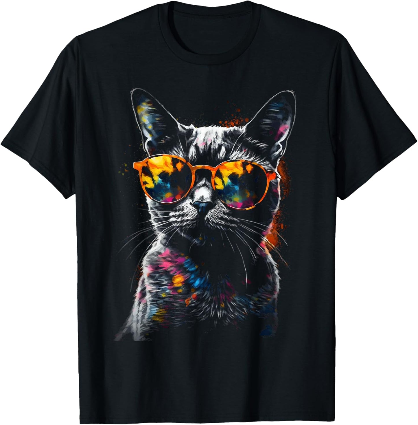 Cat Sunglasses - Pet Animal Art Cat T-Shirt - T-Shirt | Black