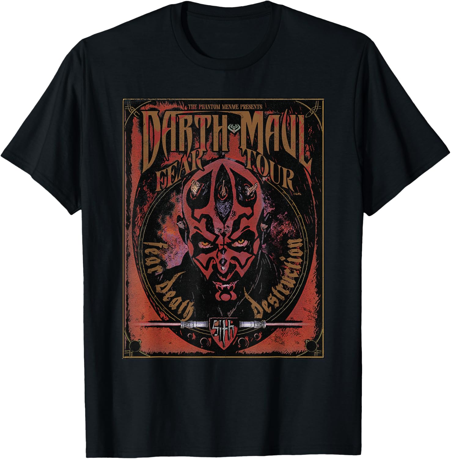 Star Wars Darth Maul Fear Tour Band T-Shirt - T-Shirt | Black