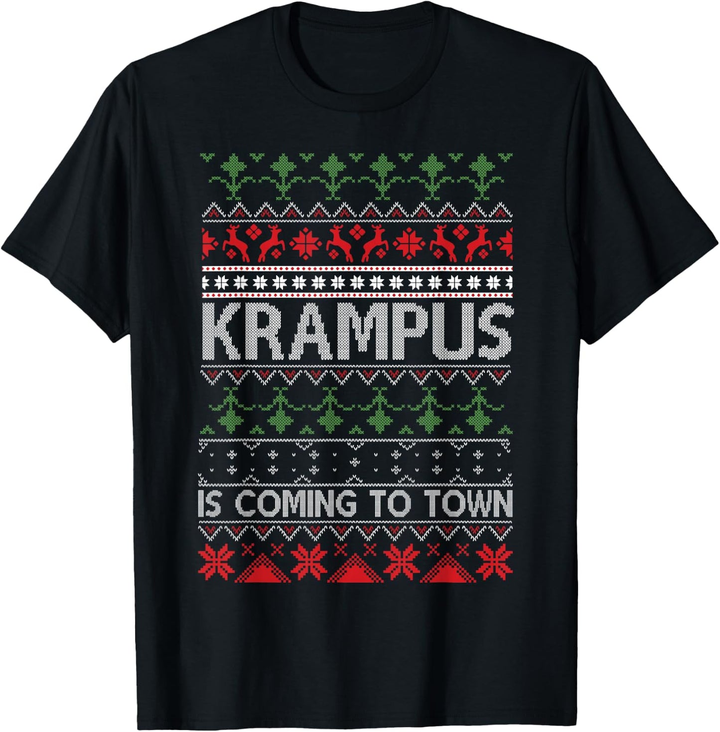 Merry Krampus Christmas Krampus Is Coming To Town T-Shirt - T-Shirt | Black