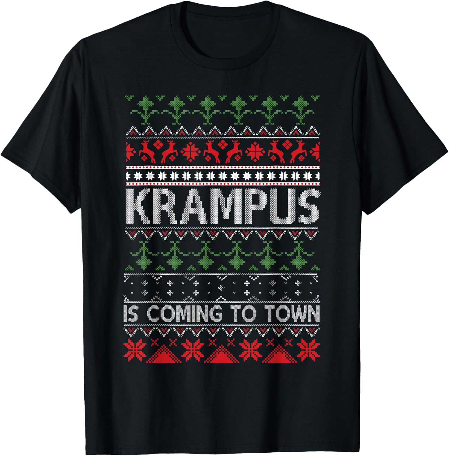Merry Krampus Christmas Krampus Is Coming To Town T-Shirt - T-Shirt | Black