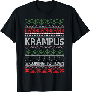 Merry Krampus Christmas Krampus Is Coming To Town T-Shirt - T-Shirt | Black